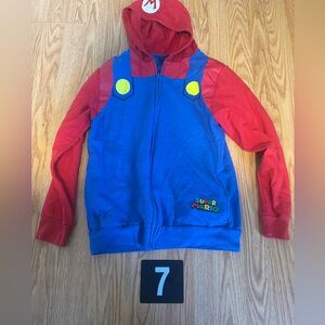 Boy Super Mario Bros  Zip Up Hoodie LARGE